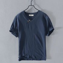 2025 Summer New 100% Cotton and linen Fabric T-shirt Men High