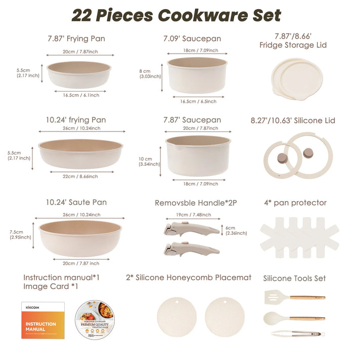 22 pieces, non-stick, induction, dishwasher