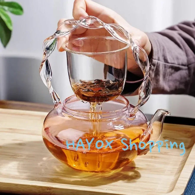 700ml Glass Teapot Tea Water Separation Handle