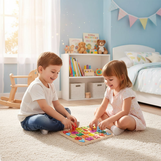 Montessori Wooden Puzzle 3D Alphabet Letters Number Matching
