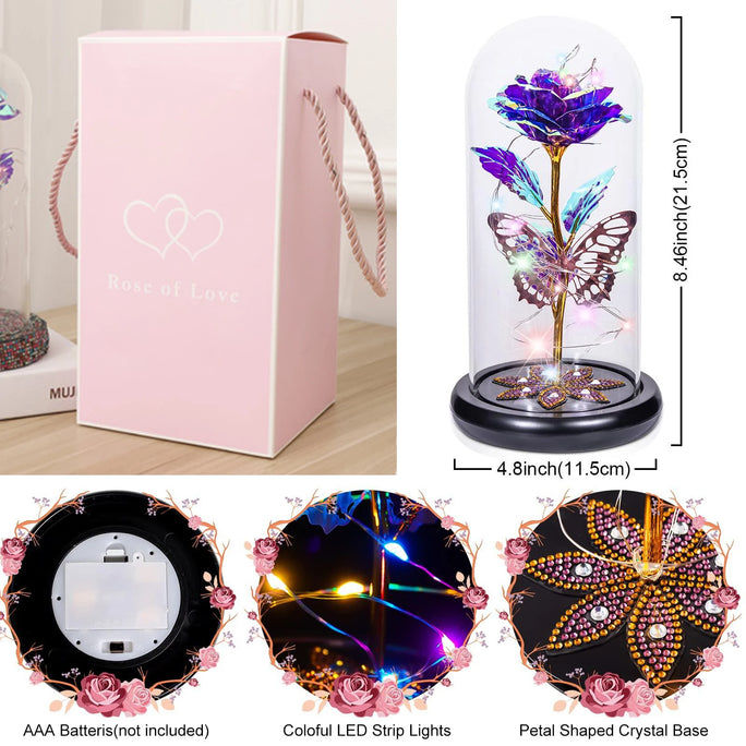 Galaxy Glass Rose Flower, Forever Eternal Crystal