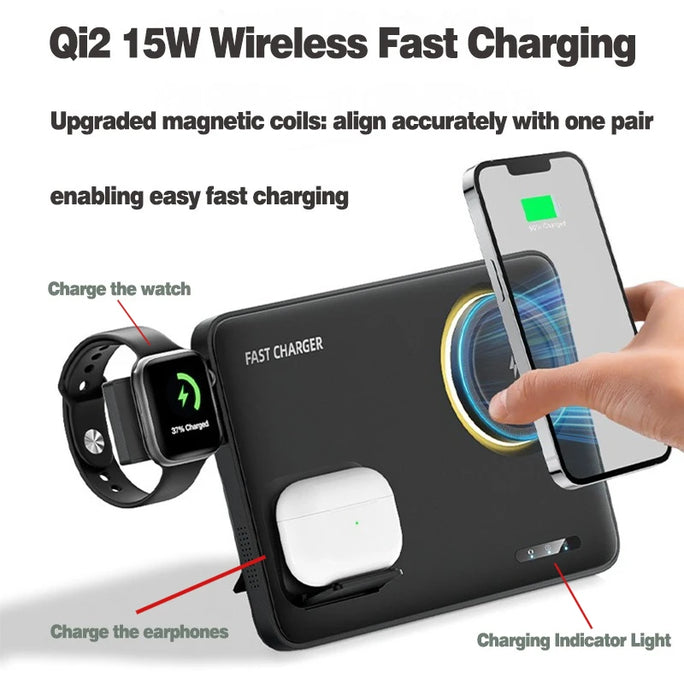 Qi2 15W 3-in-1 Foldable Magnetic Wireless Charger