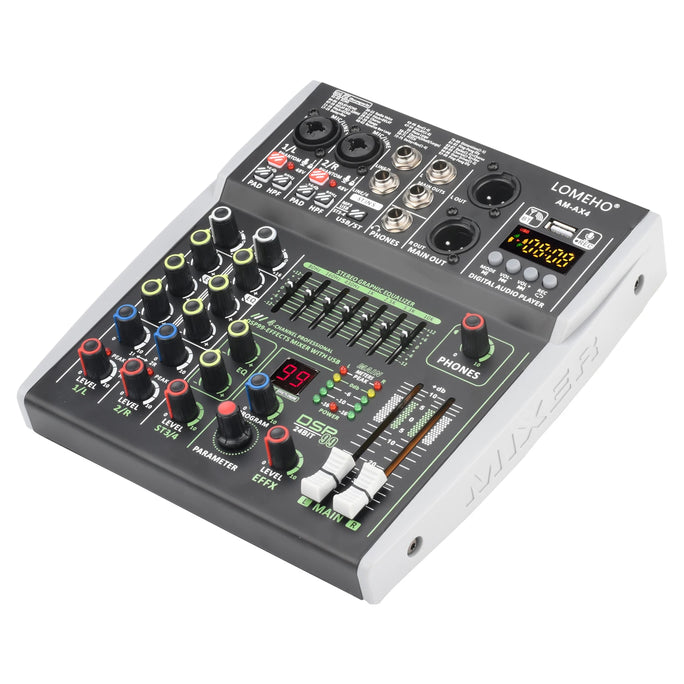 4/6 Channel Mixing Console 48V 99 DSP Effect Bluetooth