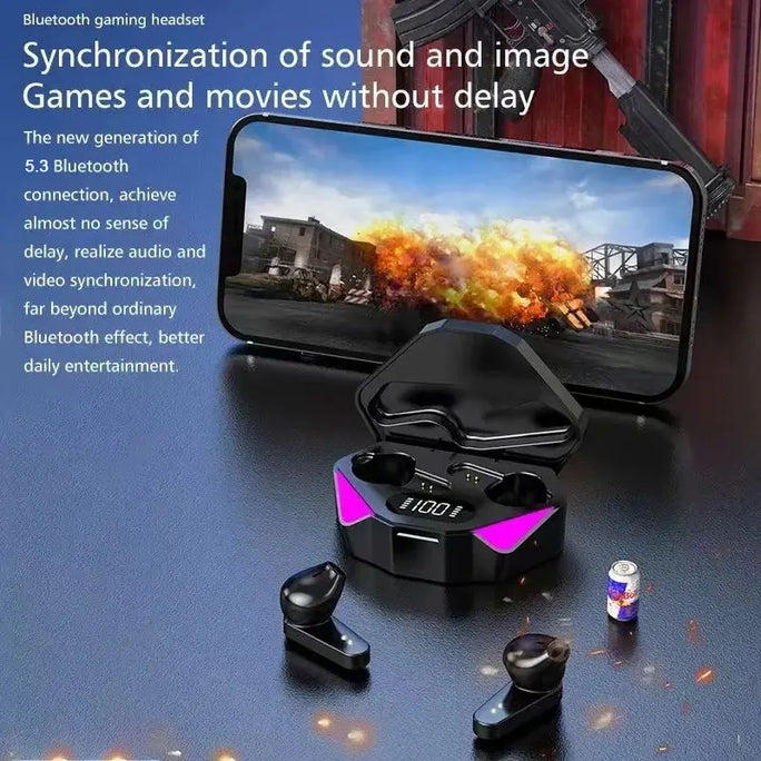 TWS Wireless Bluetooth Headset LED Display Gamer