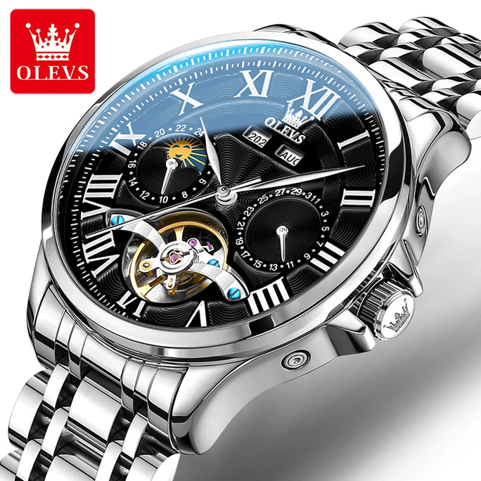 OLEVS 7013 Men's Watch Fashion Moon Phase Mechanical Watch