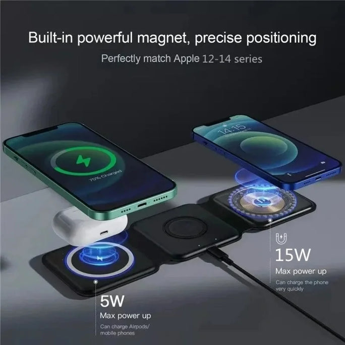 15W 3 in 1 foldable Wireless Charger Pad Stand