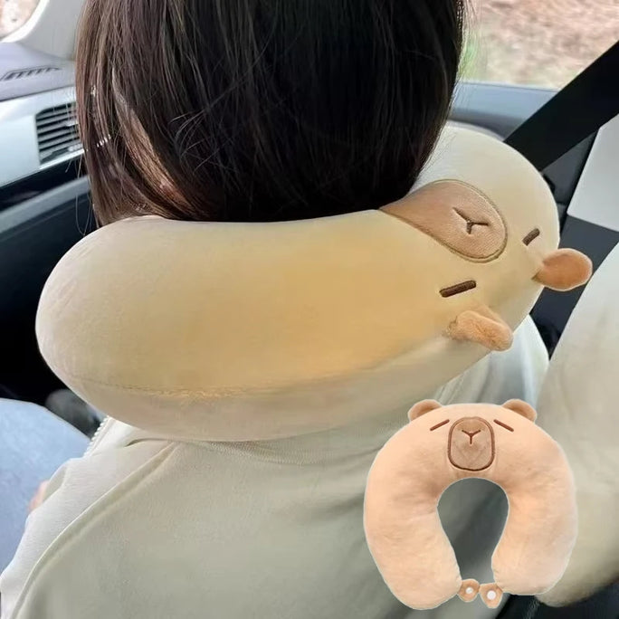 Capybara Plush U Shape Pillow Portable Travel Pillow Outdoor Nap