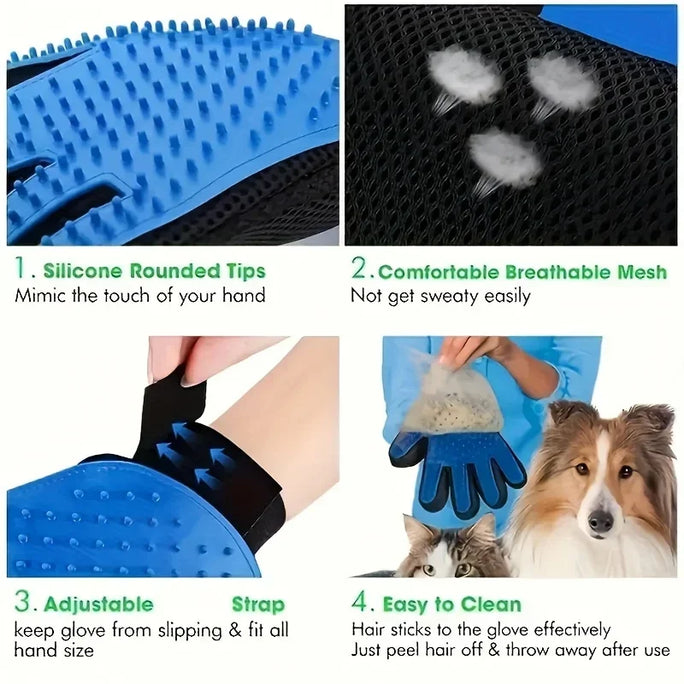1pc Pet Grooming Gloves - Gentle Deshedding Brush
