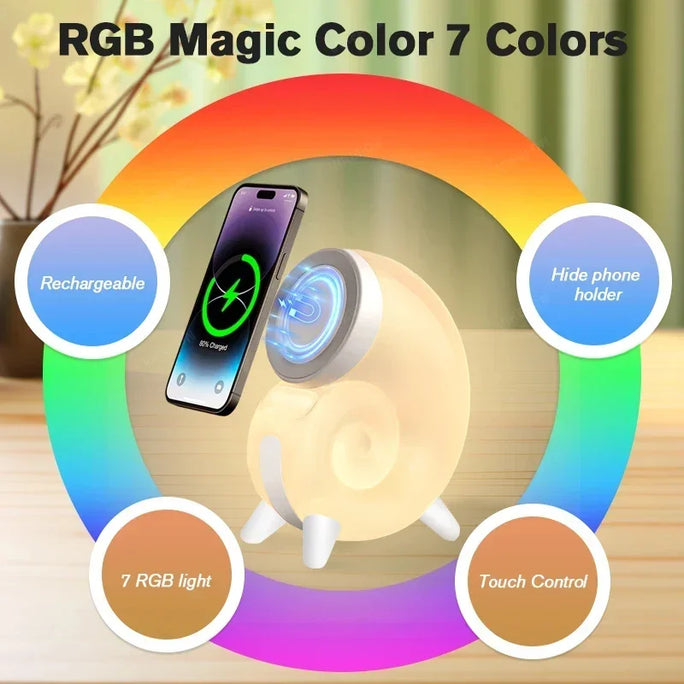 VIKEFON Magnetic Wireless Charger Base LED Night Light