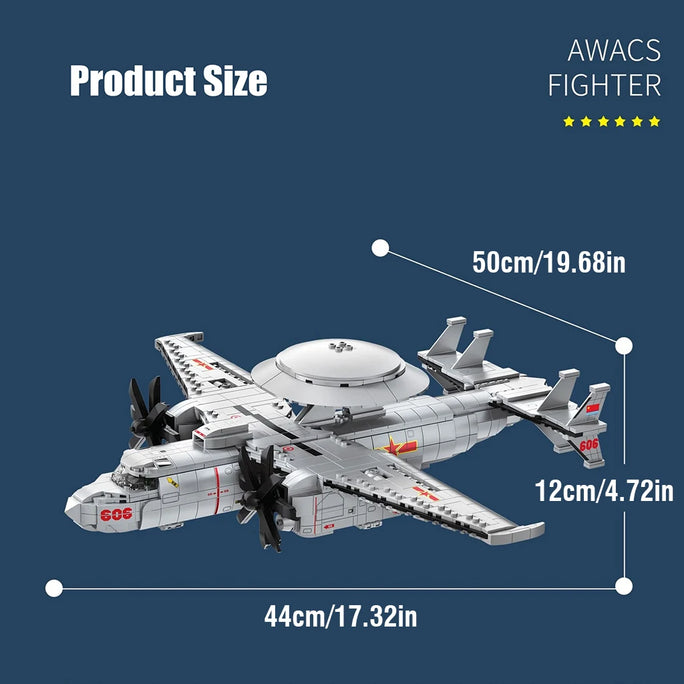 Airplane Building Blocks Micro Brick Protection Early Warning Aircraft