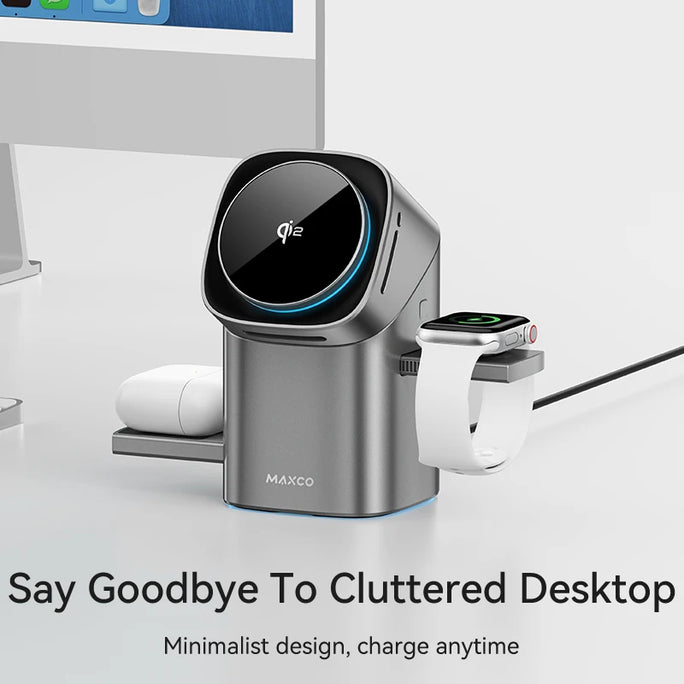 Qi2 Magnetic Wireless Charger Fast Charger 3-in-1