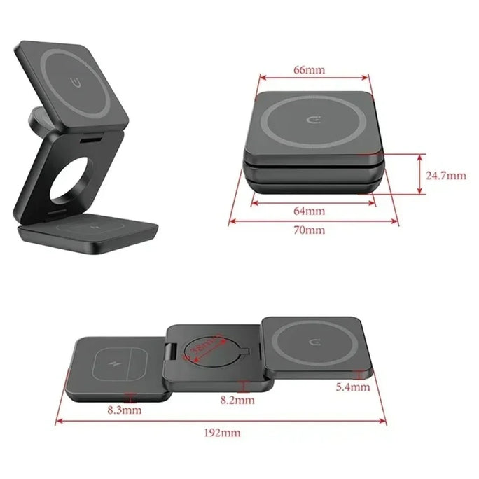 3 In 1 Foldable Magnetic Wireless Charger Stand