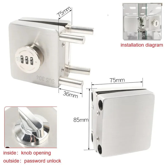 Frameless Glass Door Lock Single/double