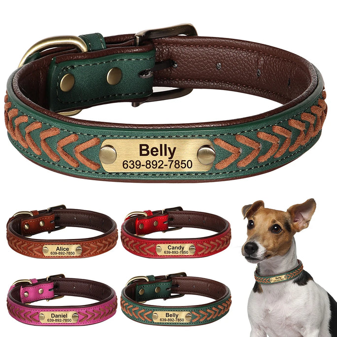 Personalized Dog Collar Genuine Leather Dog Collars Custom Pet