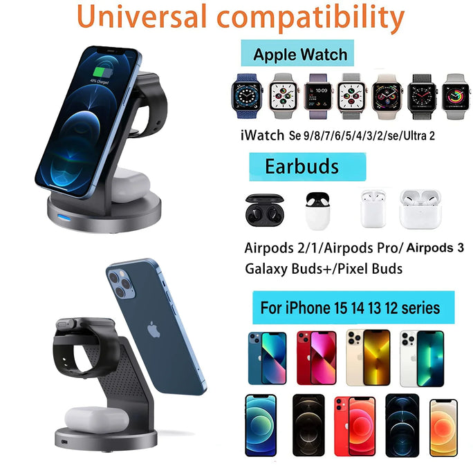 3 In 1 Magnetic Wireless Charger Stand For iPhone