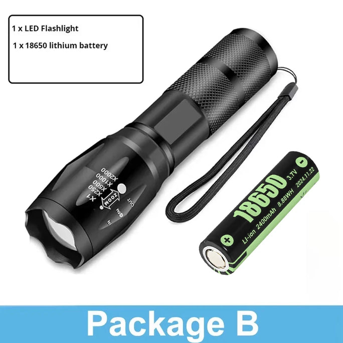 LED Flashlights,Portable Flash Light With 5 Modes & Zoomable