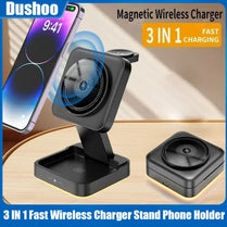 3 In 1 Magnetic Wireless Charger Pad Stand Foldable for iPhone 16-12 Pro Max