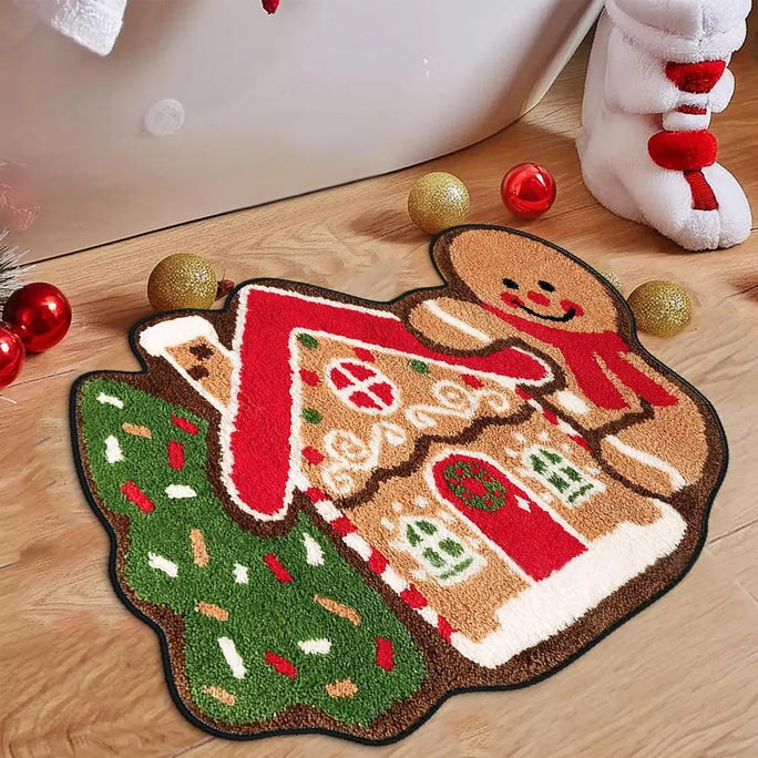 Gingerbread Kitchen Rugs Christmas Doormat Floor Mat