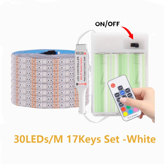 5V 5050 2835 RGB LED Strip Light Battery Power