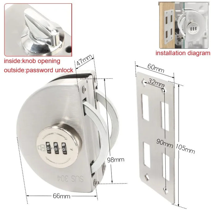 Frameless Glass Door Lock Single/double
