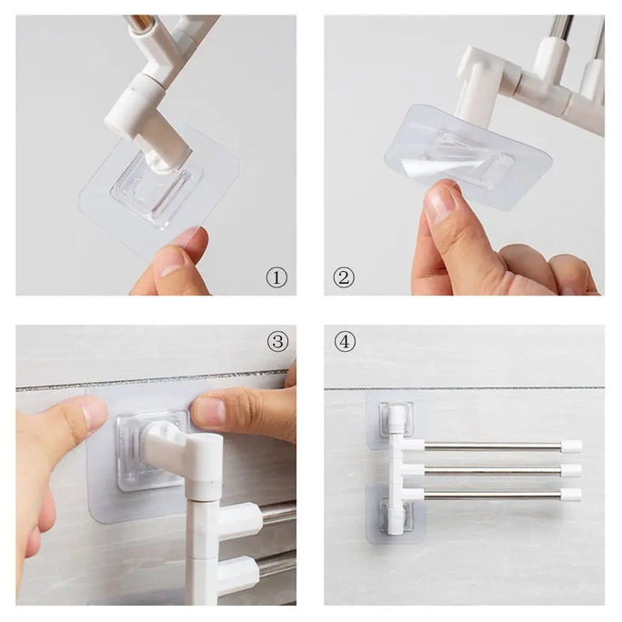 No-Drill Rotatable Towel Rack Bathroom Wall