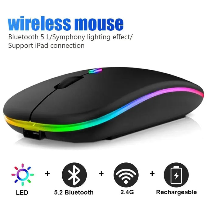 Wireless Mouse RGB Rechargeable Bluetooth Mice Wireless Computer