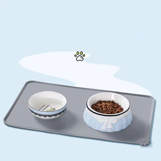 Dog Cat Bowl Food Mat with High Lips Silicone