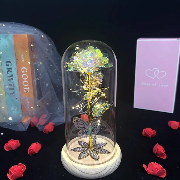 Galaxy Glass Rose Flower, Forever Eternal Crystal