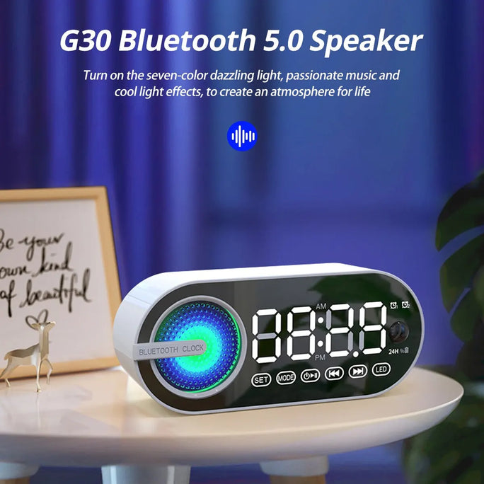 USB Charging Radio Alarm Clock RGB Portable Bluetooth Speaker FM