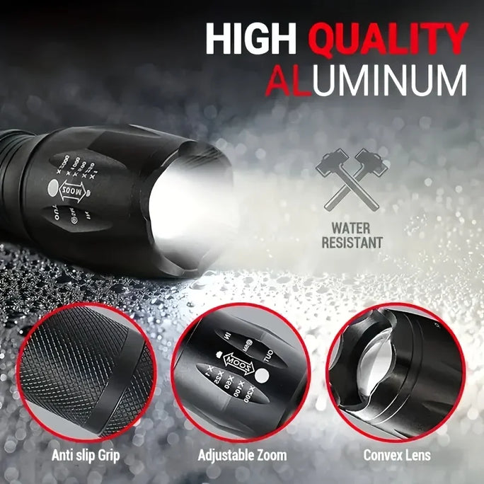 LED Flashlights,Portable Flash Light With 5 Modes & Zoomable