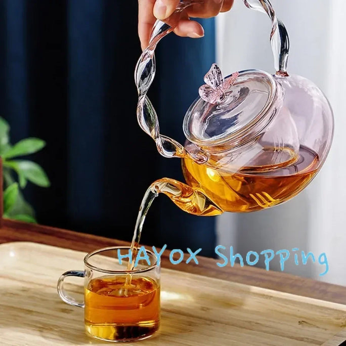 700ml Glass Teapot Tea Water Separation Handle
