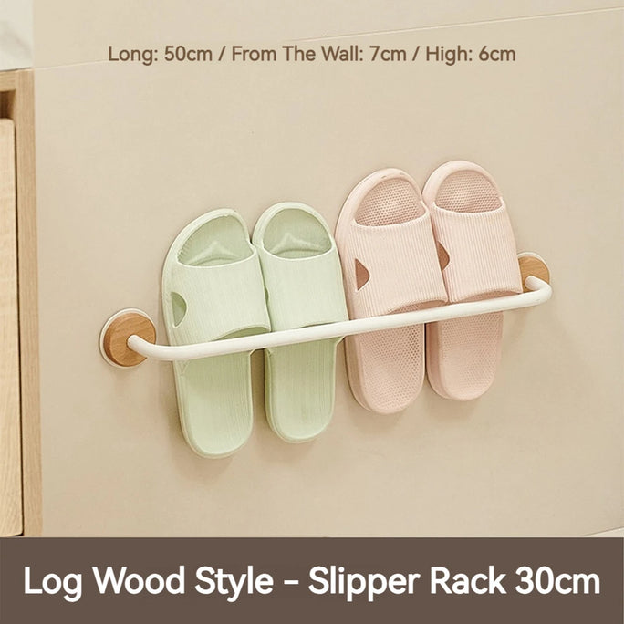 Wood Wall Mounted Bathroom Slipper Rack