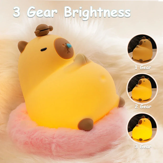 +Cute Cartoon Capybara Silicone Night Light USB Rechargeable