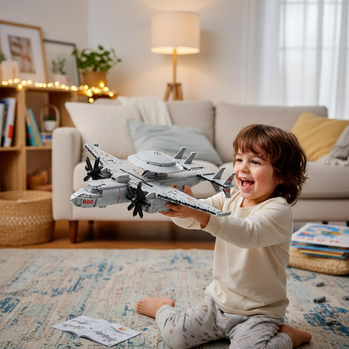 Airplane Building Blocks Micro Brick Protection Early Warning Aircraft