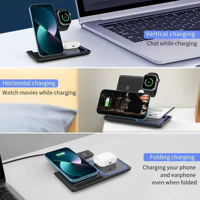 3 in 1 Wireless Travel Charger Stand For iPhone