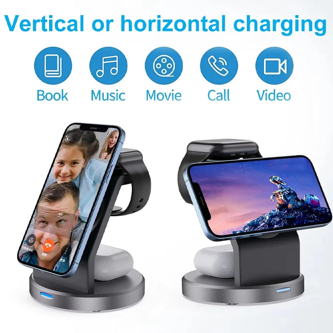 3 In 1 Magnetic Wireless Charger Stand For iPhone