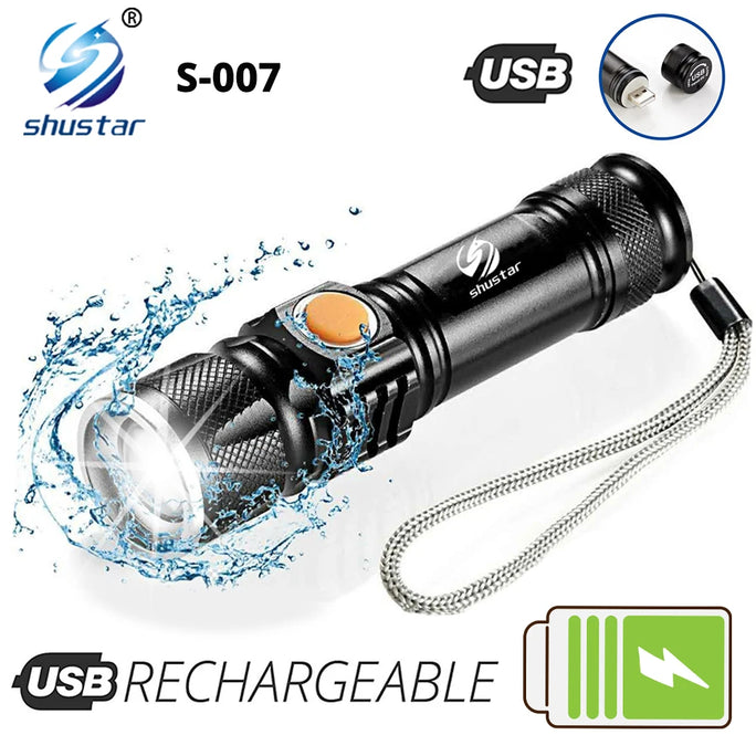 Powerful LED Flashlight With Tail USB Charging