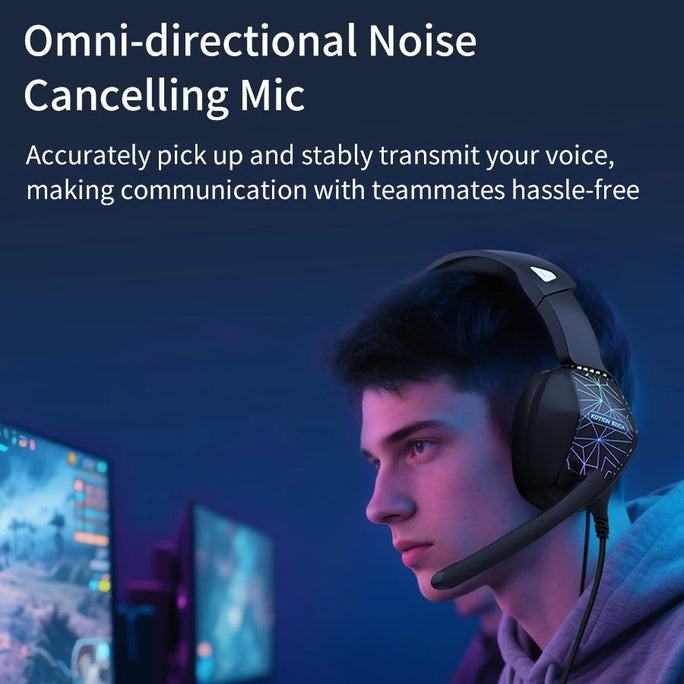 RGB Wired Gaming Headphones Headset with Noise Cancelling