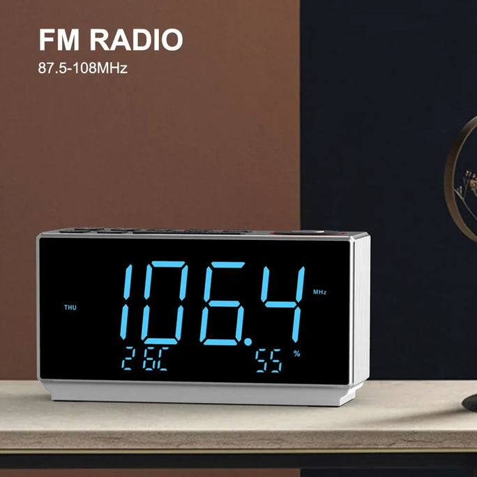 Dual Alarm Clock with FM Radio USB Charging Night
