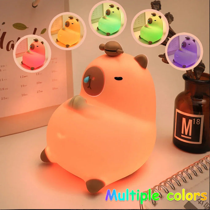 +Cute Cartoon Capybara Silicone Night Light USB Rechargeable