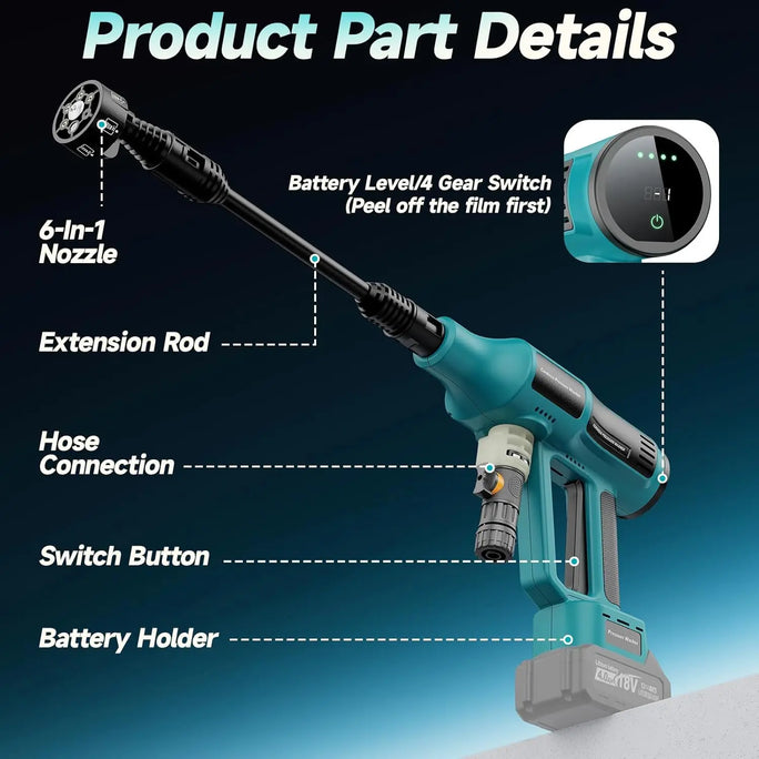 250Bar Brushless Electric High Pressure Washer Gun