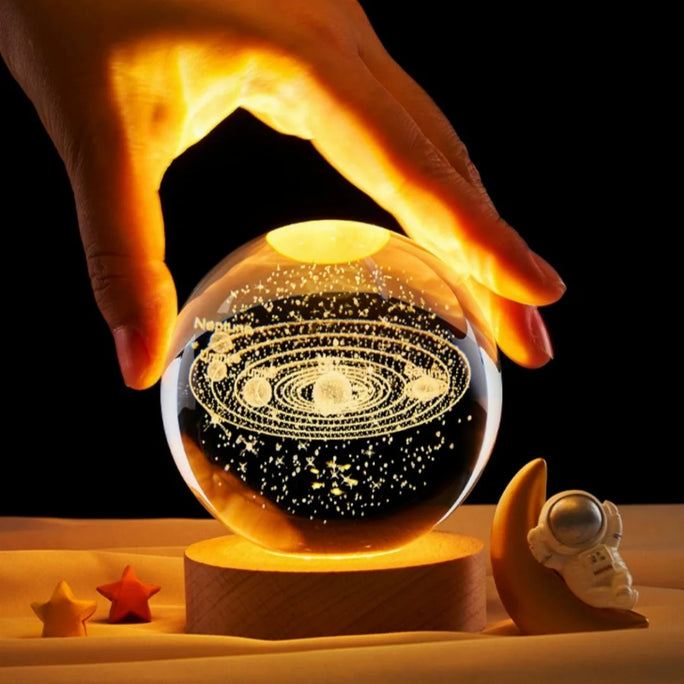 Glowing Planet Galaxy Astronaut Crystal Ball Night