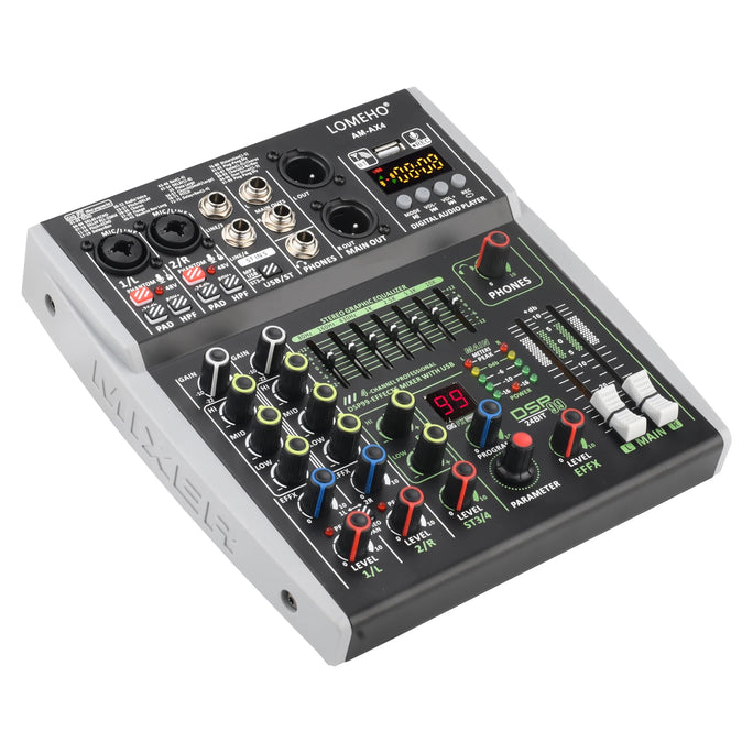 4/6 Channel Mixing Console 48V 99 DSP Effect Bluetooth