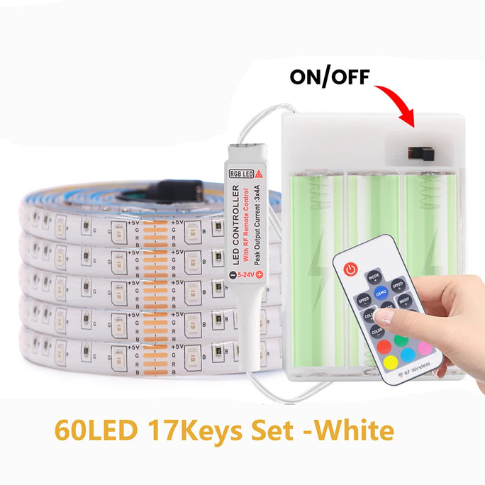 5V 5050 2835 RGB LED Strip Light Battery Power