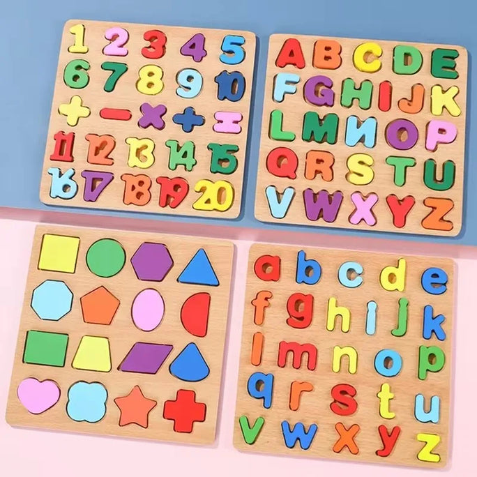Montessori Wooden Puzzle 3D Alphabet Letters Number Matching