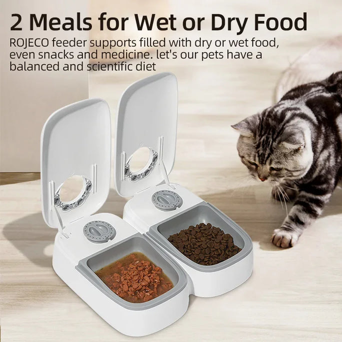 2 Meals Automatic Pet Feeder Smart Cat Food