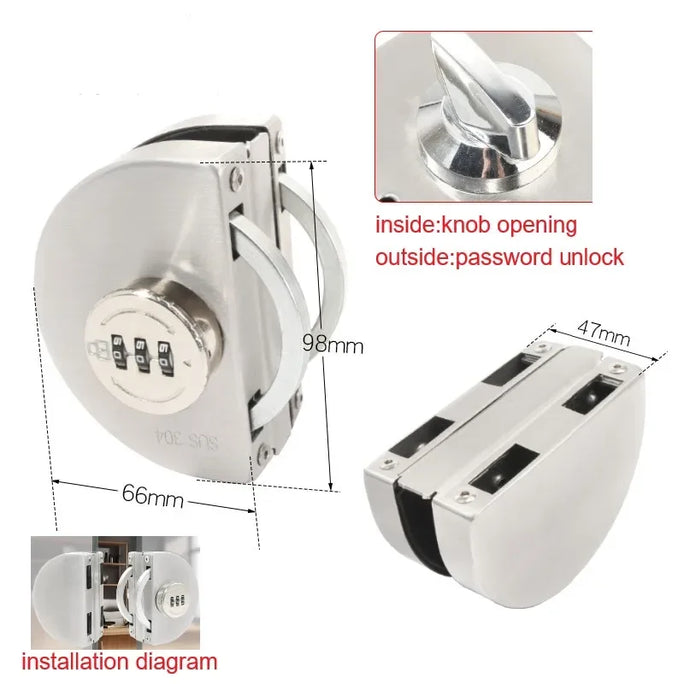 Frameless Glass Door Lock Single/double