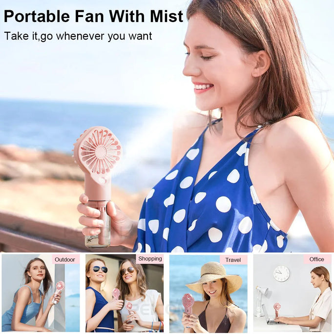 Portable Humidifier Fan Mini Handheld Mist Fan