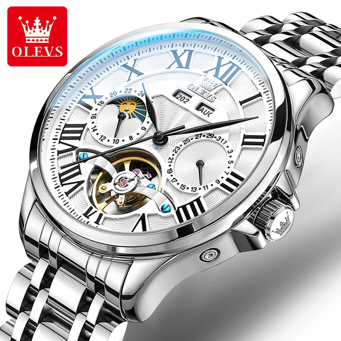 OLEVS 7013 Men's Watch Fashion Moon Phase Mechanical Watch