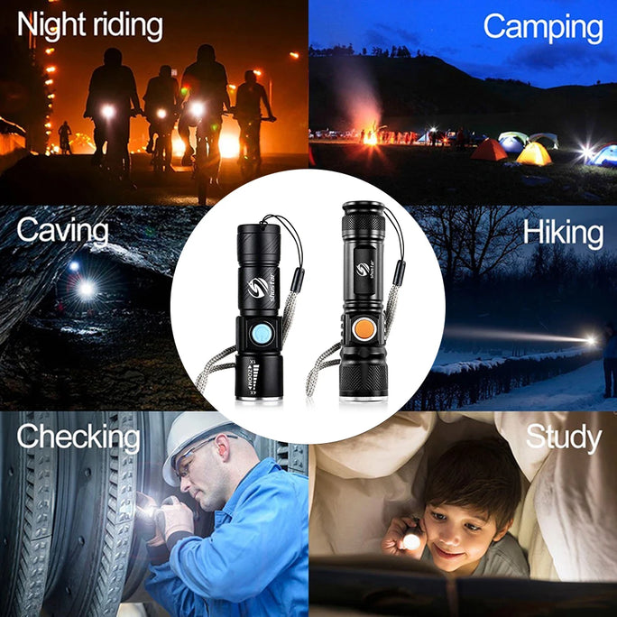 Powerful LED Flashlight With Tail USB Charging